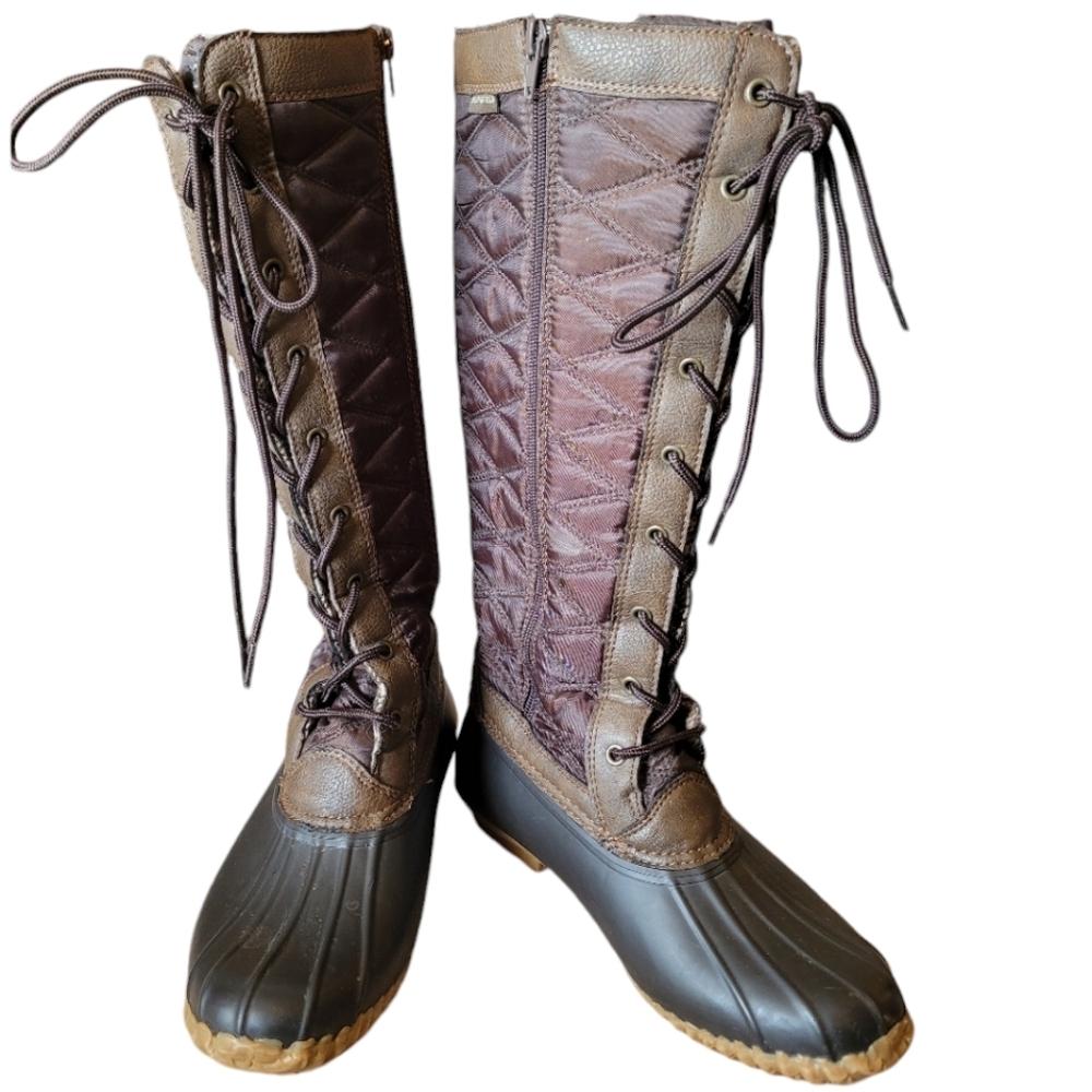 JBU Weather Ready All Weather Brown Boots Size 8.5 Waterproof Knee High